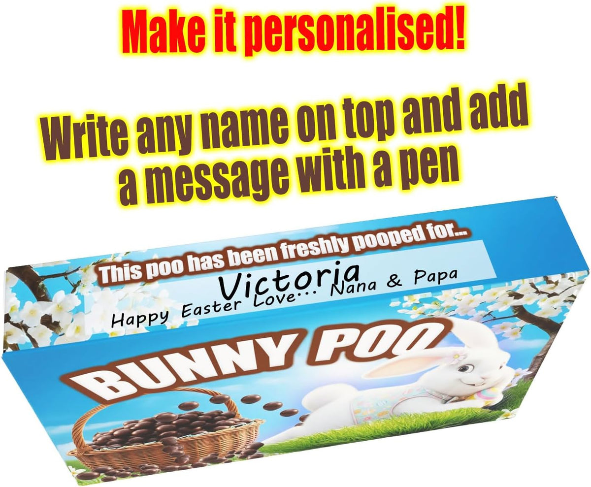 Write any name on the Bunny Poo box