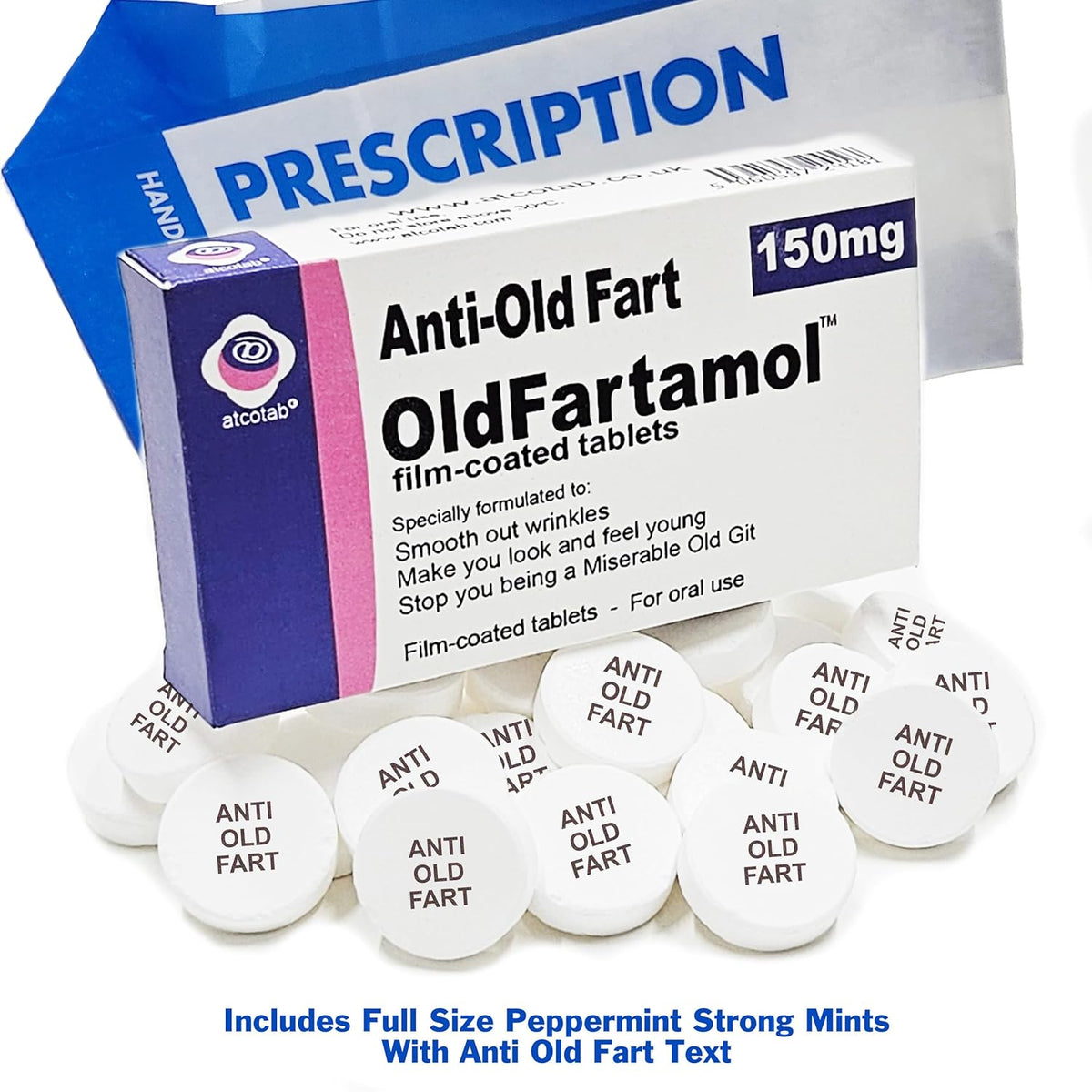 Anti Old Fart Sweets Joke Prank Pill Tablet Box - Xmas Gift Ideal Present for Him Husband Boyfriend Dad Men Uncle Funny Valentines Christmas 40th 50th 60th Secret Santa Birthday Aprils Fools