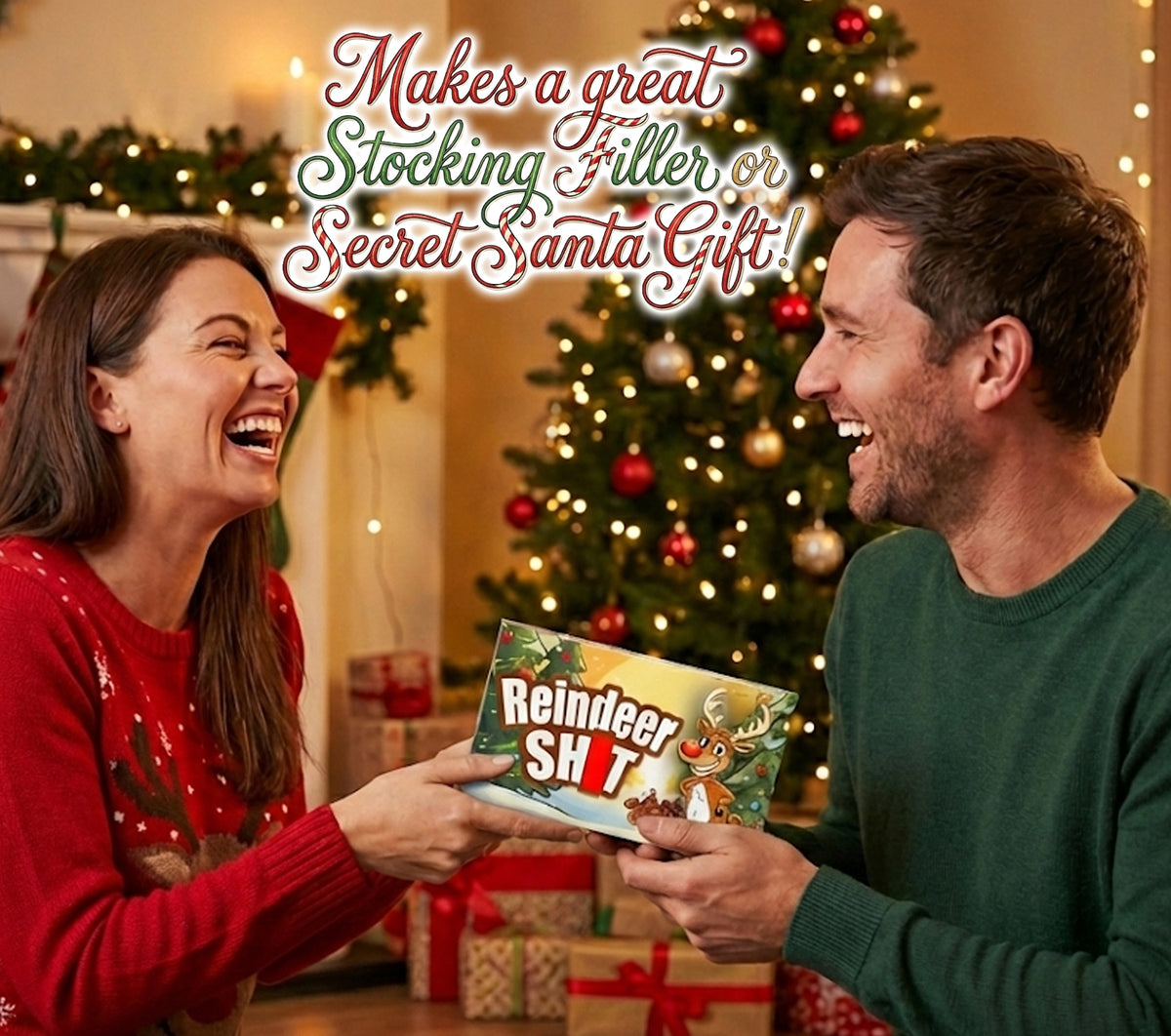Reindeer Poo Reindeer Sh*t Funny Gift For Family, Office Worker, Funny Secret Santa Gift Adult Joke Prank Christmas Sweets Friends Brother Dad Chocolate Covered Raisins