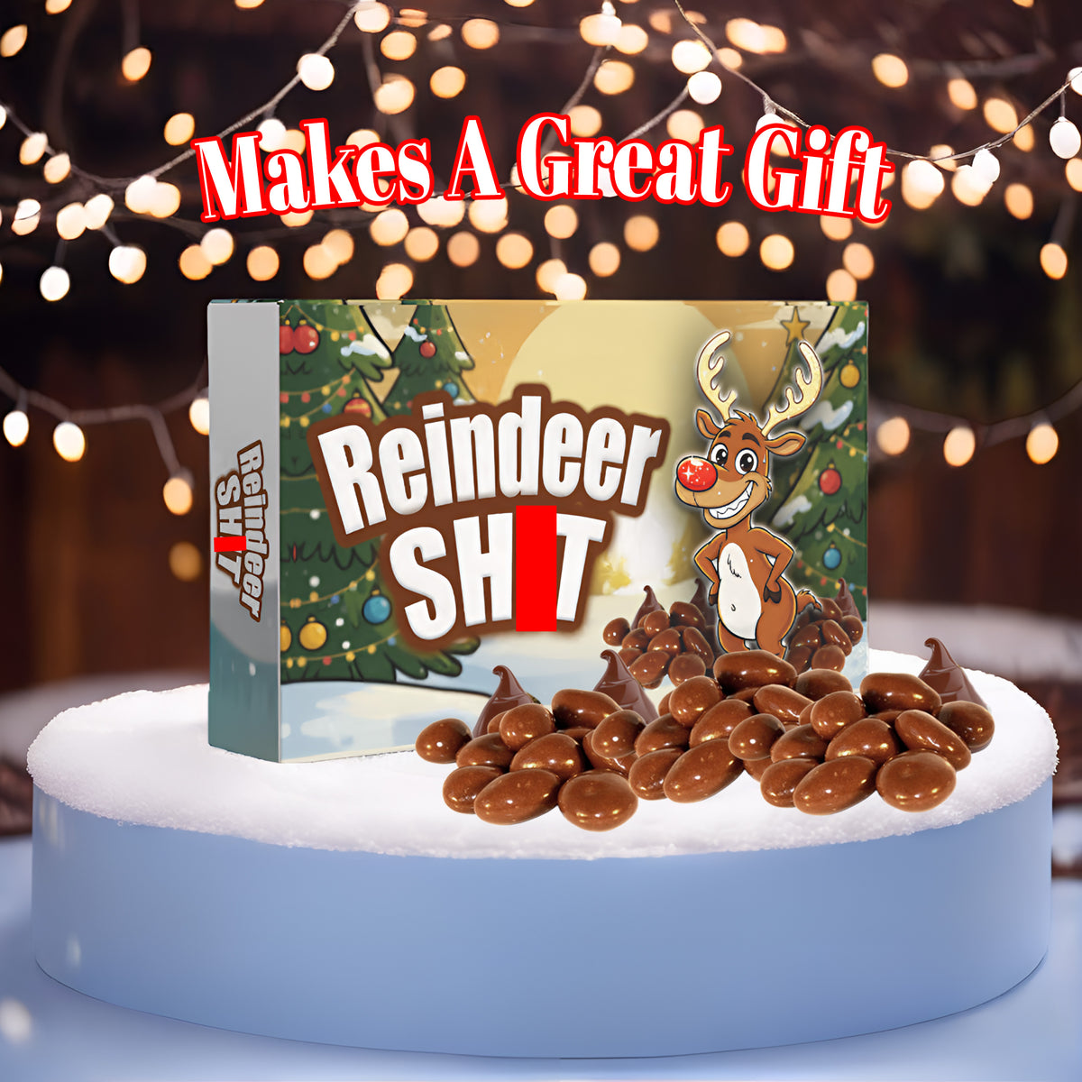 Reindeer Poo Reindeer Sh*t Funny Gift For Family, Office Worker, Funny Secret Santa Gift Adult Joke Prank Christmas Sweets Friends Brother Dad Chocolate Covered Raisins